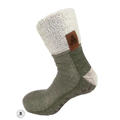 Buddha Socks skridsikre sokker med uld, grøn