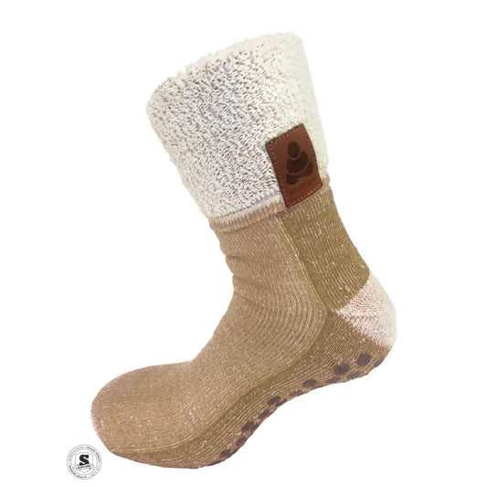 Buddha Socks skridsikre sokker med uld, beige