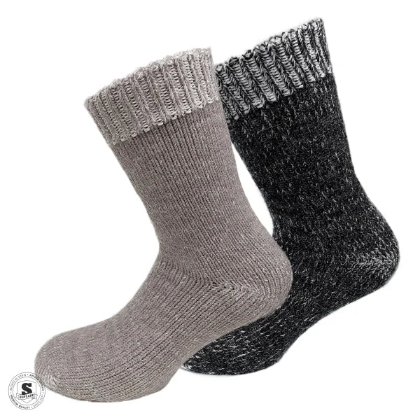 Sokker med alpakauld 2-pak, sort og beige