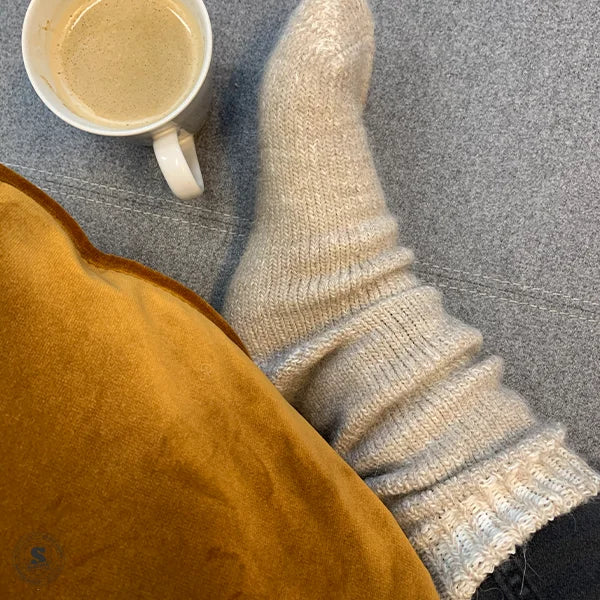 Sokker med alpakauld 2-pak, sort og beige