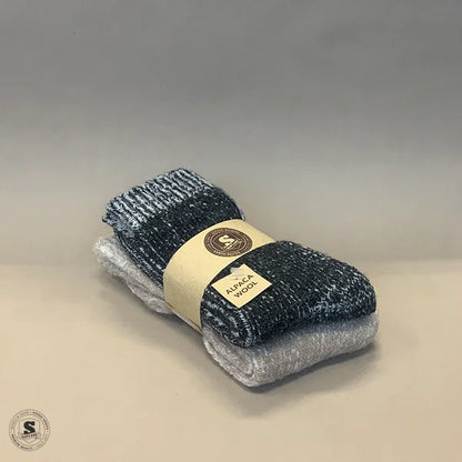 Sokker med alpakauld 2-pak, sort og beige