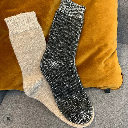 Sokker med alpakauld 2-pak, sort og beige