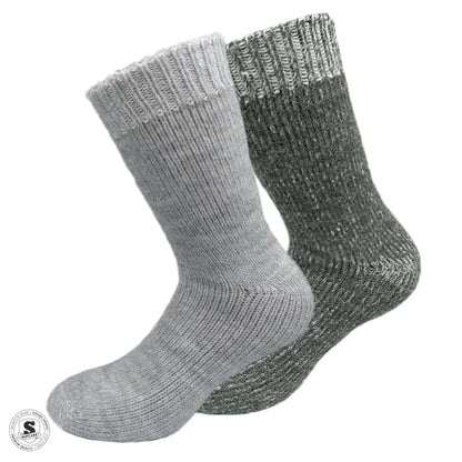 Sokker med alpakauld 2-pak, lysegrå og grøn