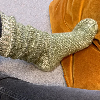 Sokker med alpakauld 2-pak, lysegrå og grøn