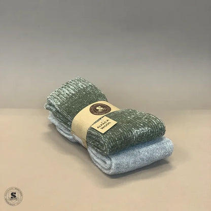 Sokker med alpakauld 2-pak, lysegrå og grøn