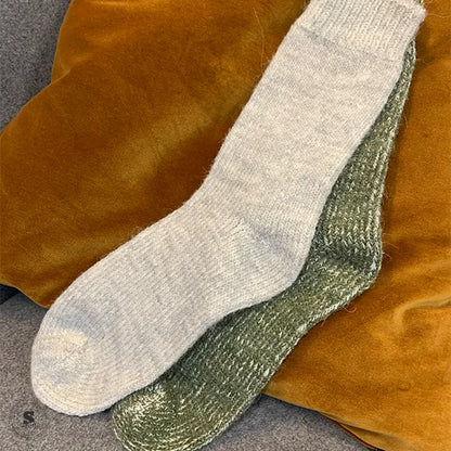 Sokker med alpakauld 2-pak, lysegrå og grøn