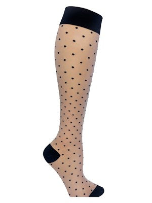 Beige støttestrømper med prikker, nylon