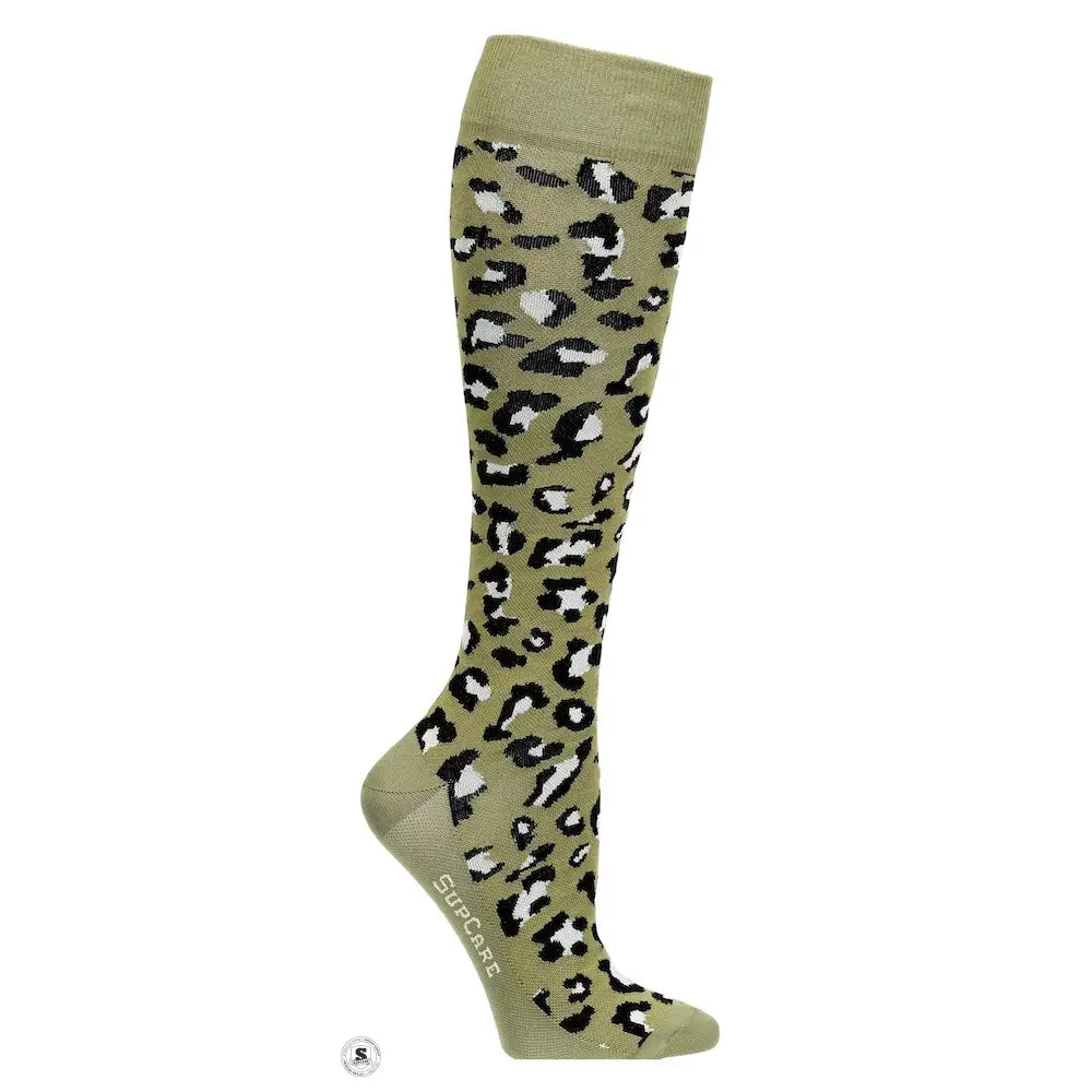 Leopardmønstret støttestrømpe, grøn