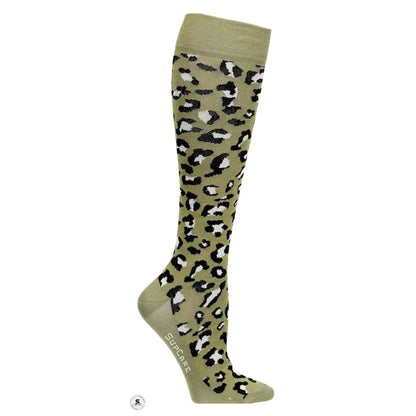 Leopardmønstret støttestrømpe, grøn