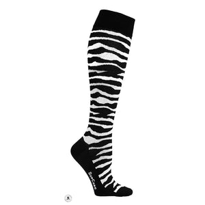 Støttestrømper med zebrastriber