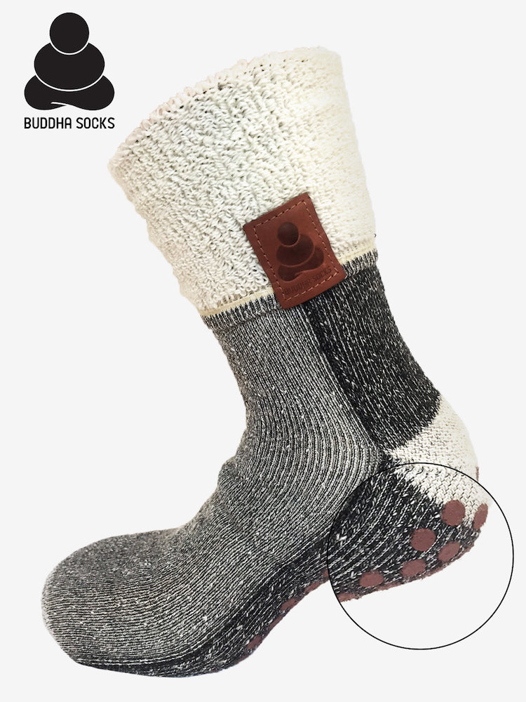 Buddha Socks skridsikre sokker med uld, sort