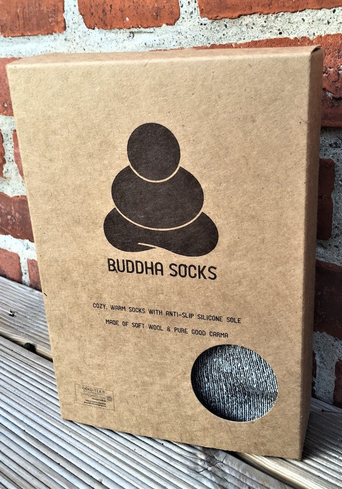 Buddha Socks skridsikre sokker med uld, rød