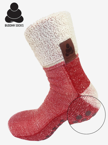 Buddha Socks skridsikre sokker med uld, rød