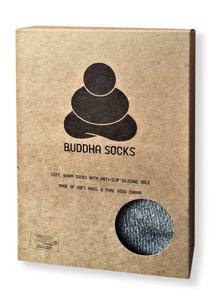 Buddha Socks skridsikre sokker med uld, blå