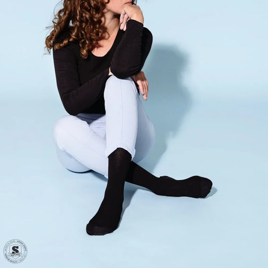 Ensfarvede støttestrømper, sort