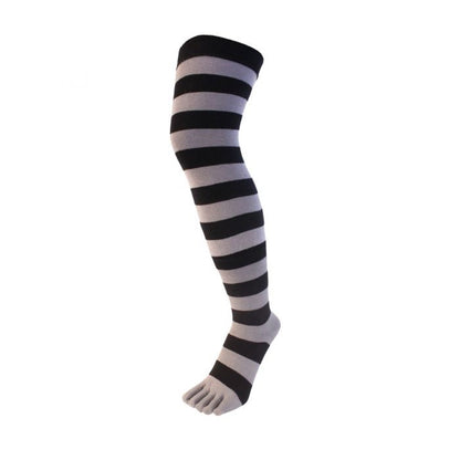 TOETOE Essential - Over Knee,  lårlange tåstrømper, sort & grå