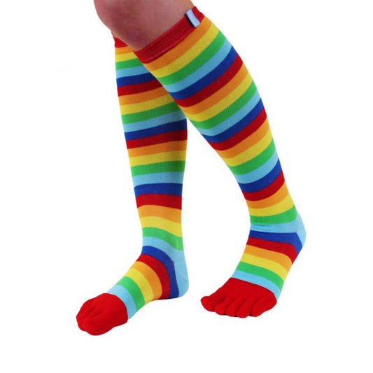 TOETOE Essential - Knælange tåstrømper, Striped Rainbow
