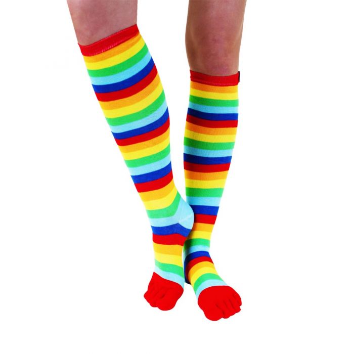 TOETOE Essential - Knælange tåstrømper, Striped Rainbow