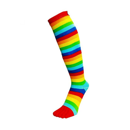 TOETOE Essential - Knælange tåstrømper, Striped Rainbow
