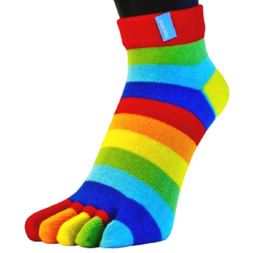 TOETOE Essential Anklet - Ankelhøje tåstrømper, regnbue