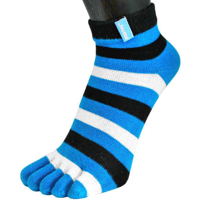 TOETOE Essential Anklet - Ankelhøje tåstrømper, stribet turkis-hvid