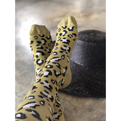 Leopardmønstret støttestrømpe, grøn