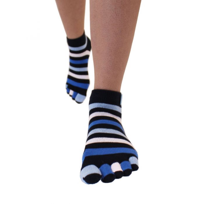 TOETOE Essential Anklet - Ankelhøje tåstrømper, Striped Denim
