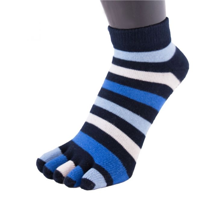 TOETOE Essential Anklet - Ankelhøje tåstrømper, Striped Denim