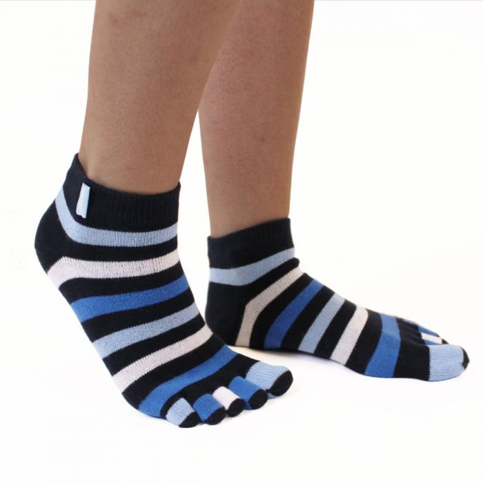 TOETOE Essential Anklet - Ankelhøje tåstrømper, Striped Denim
