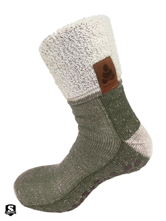 Buddha Socks skridsikre sokker med uld, grøn