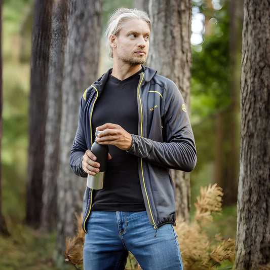 Opvarmning langærmet T-shirt til mænd med merinould og Dryarn