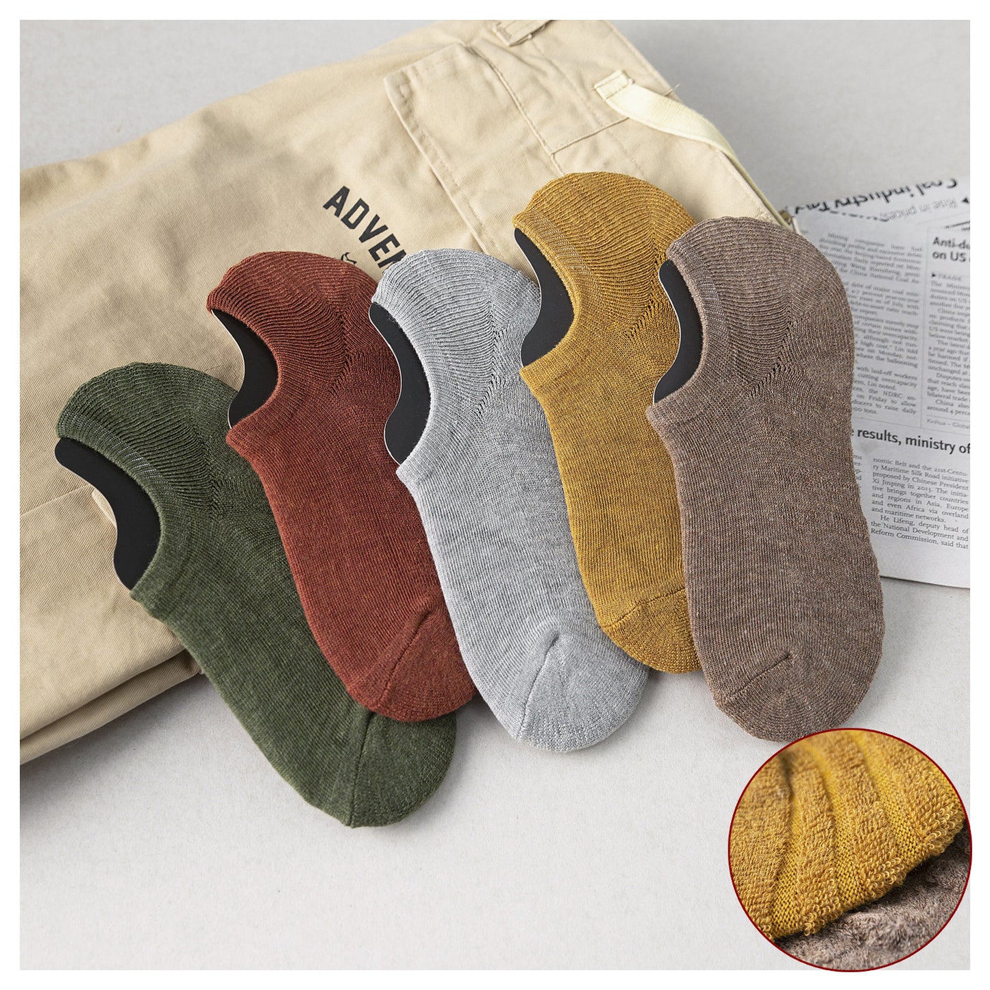 Ensfarvede no-show strømper i bomuld