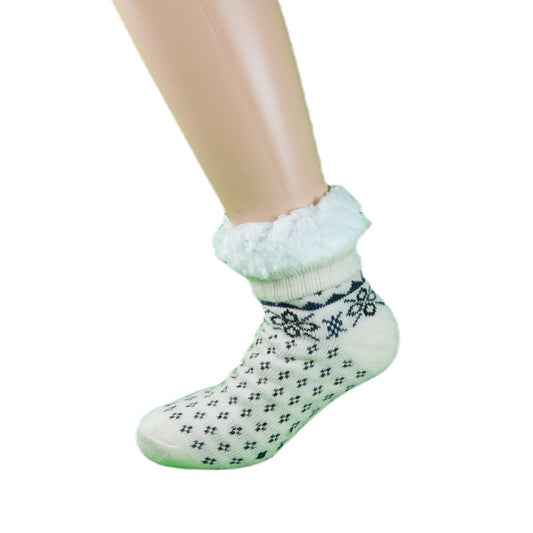 Varme forede sokker med skridsikker sål og mønster Størrelse 40-43