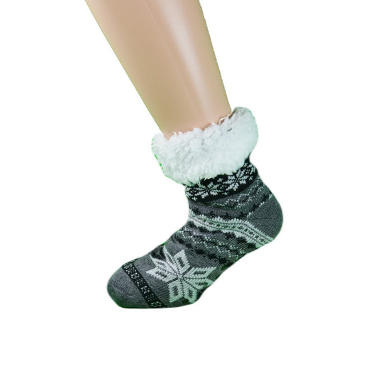 Varme forede sokker med skridsikker sål og mønster Størrelse 40-43