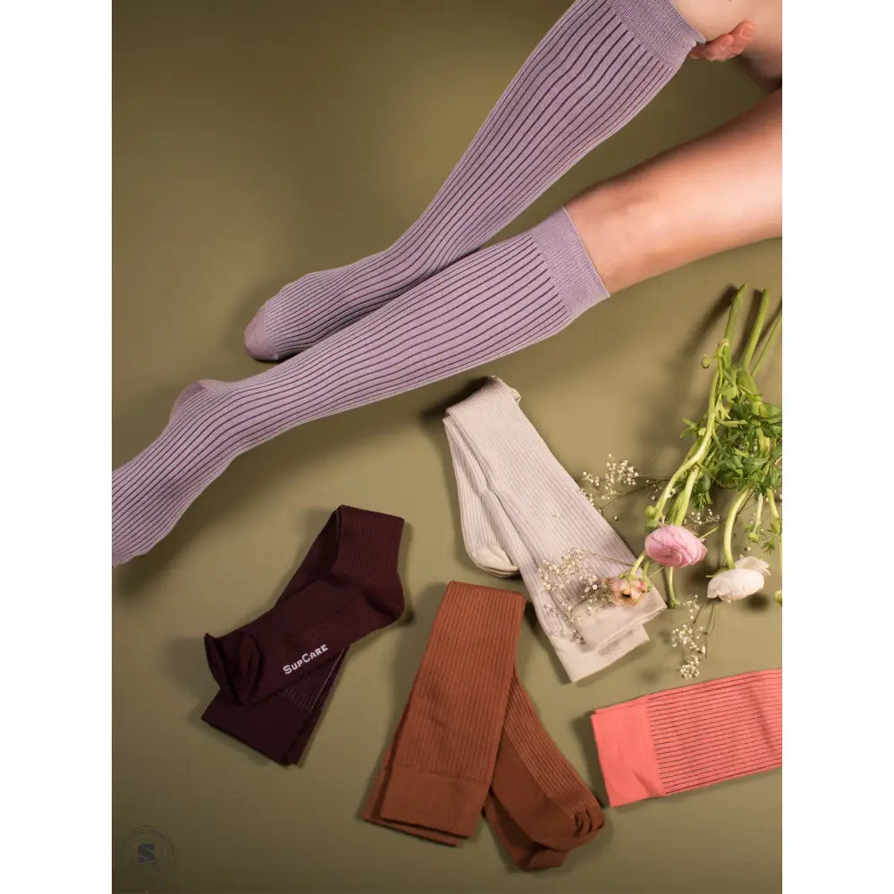 Støttestrømper af bambus i blandede farver, 5 stk.