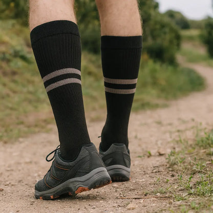 Støttestrømper bomuld med to striber 15-20 mmHg - 4-pak