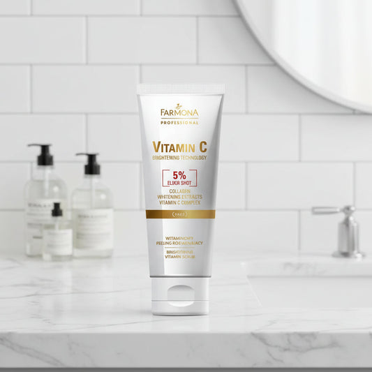 Gelpeeling med C-vitamin, der fugter og giver huden ny glød.