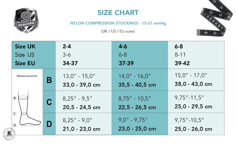 Knehøye støttestrømper i nylon med fint mønster
