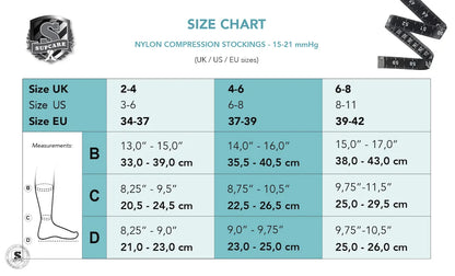 Knehøye støttestrømper i nylon med fint mønster