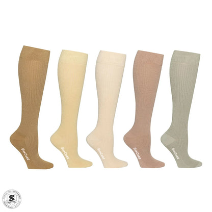 Støttestrømper i bambus 5-pak pastel