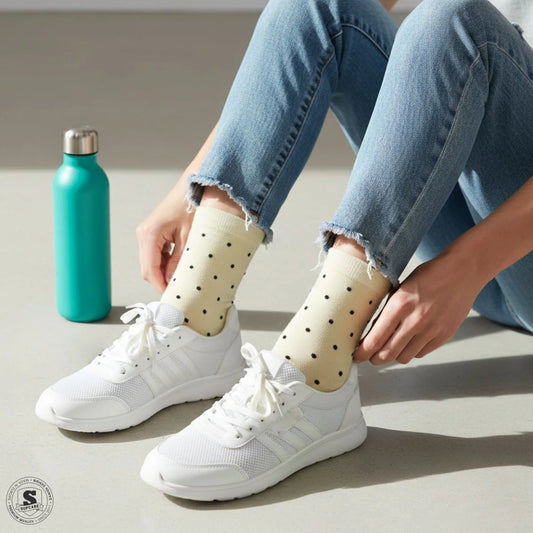 Prikkede ankelsokker i bomuld 5-pak