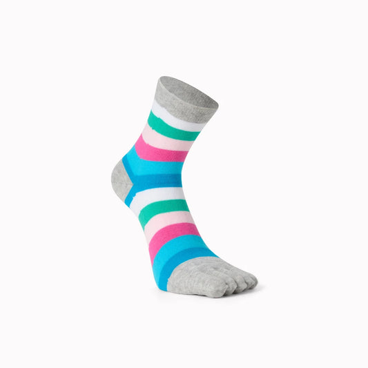 Tåsokker i bomuld - farverig stribet