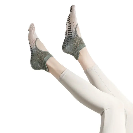 Skridsikre yoga-tåstrømper