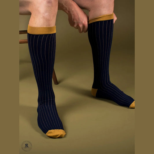 Kompressionsstrømper klasse 2 Nålestribet, Blå