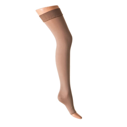 Selvsiddende støttestrømper med høj kompression og åben tå