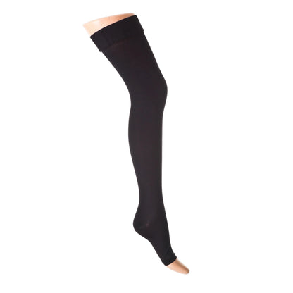 Selvsiddende støttestrømper med høj kompression og åben tå