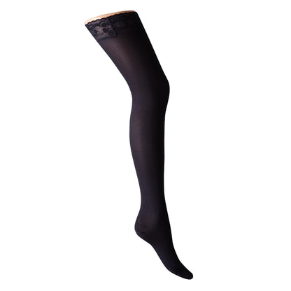 Støttestrømper selvsiddende i mikrofiber med silikone bånd 18-22 mmHg