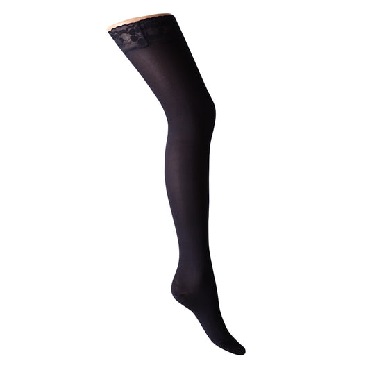 Støttestrømper selvsiddende i mikrofiber med silikone bånd 18-22 mmHg