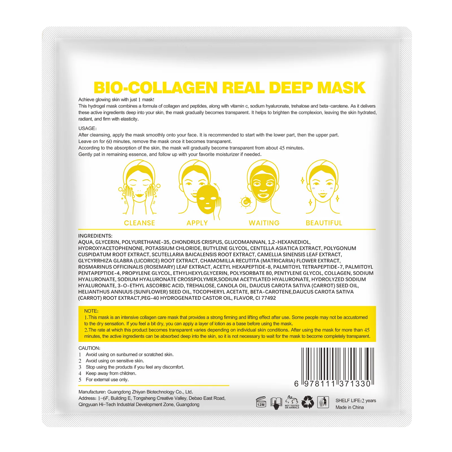 Bio-Collagen Real Deep Mask - Giver Glød & Styrker