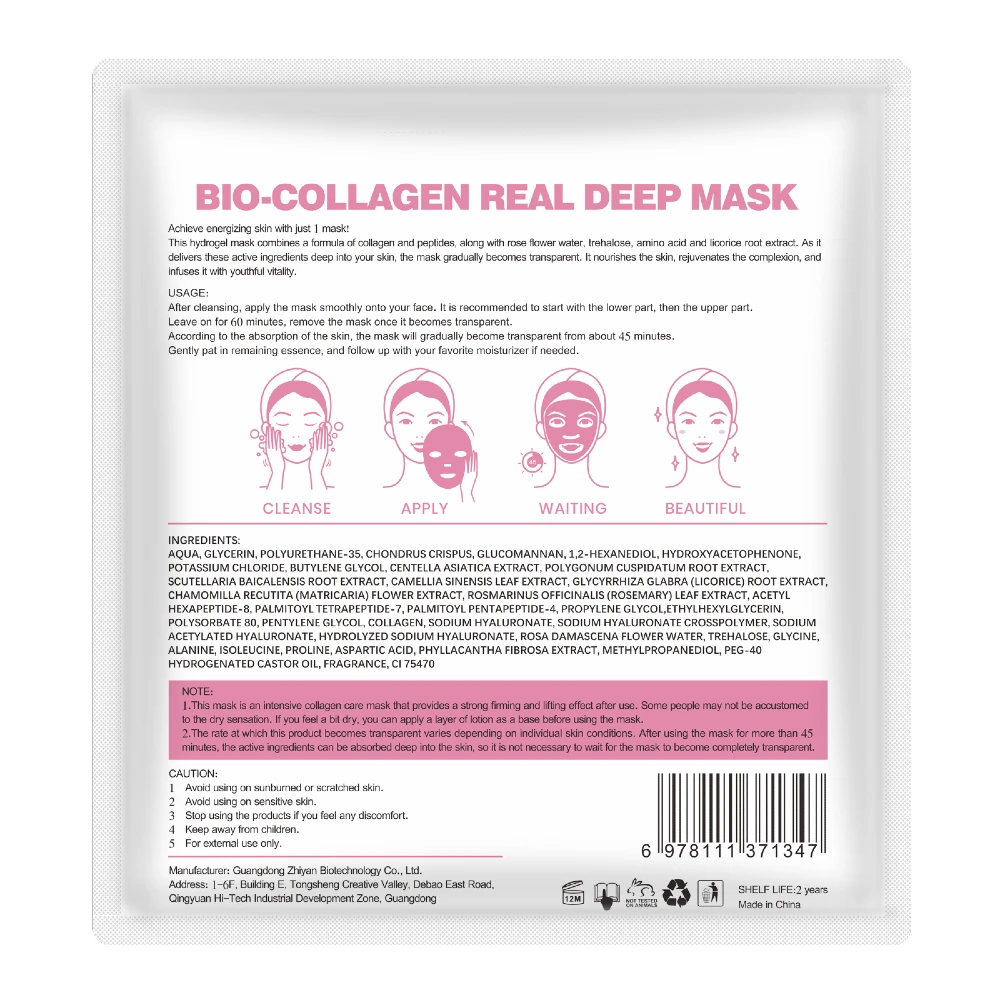 BIO-COLLAGEN Real Deep Luksusmaske med peptider og rosenvand